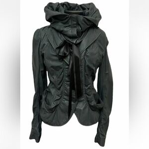 Donna Karan washed burgundy Leather Jacket with Bow Accent